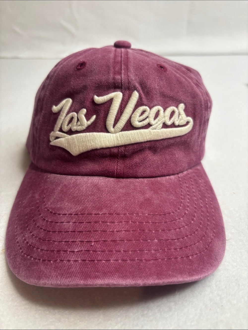Burgundy Las Vegas Script Adjustable Baseball Cap Solid One Size